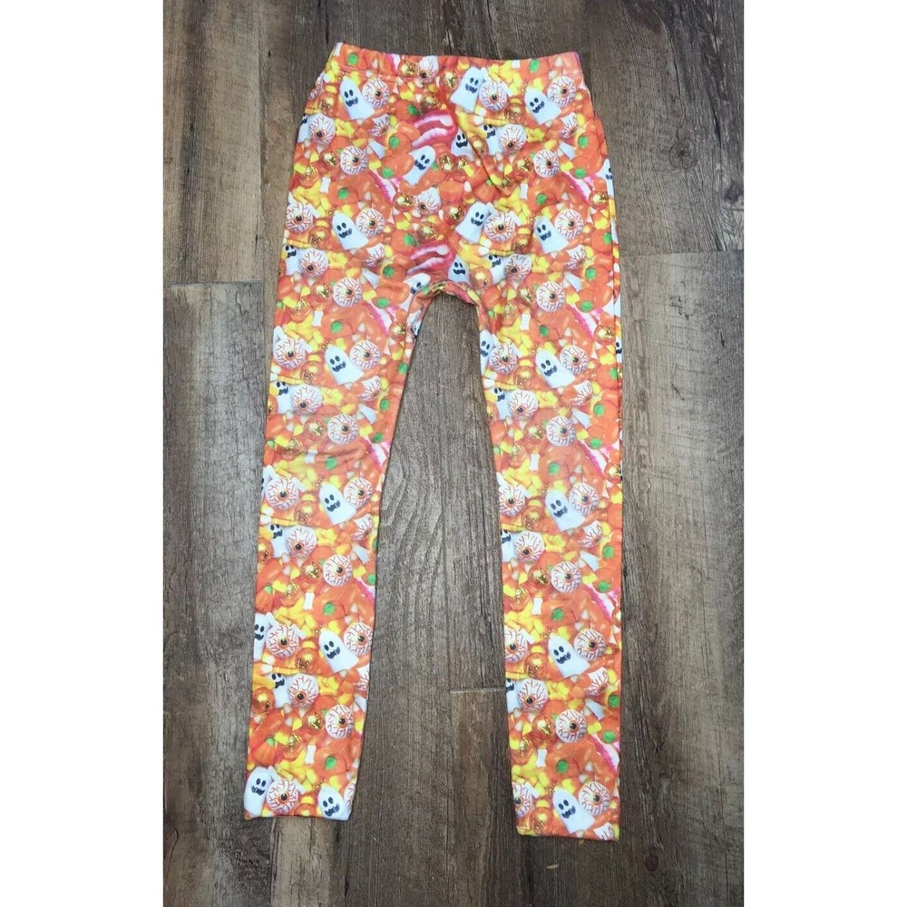 Capelli Kids Halloween Leggings Girls Size S/M (7-10) Fleece Lined Ghost Candy